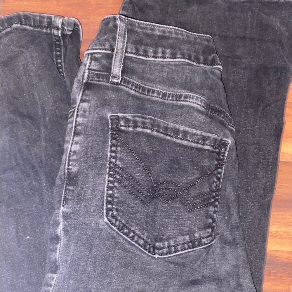 Idyllwind Black Boot Cut Jeans with Distressed Look and Textured Fabric